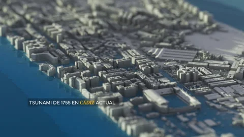1755 Cadiz tsunami simulation Stock Footage 263163570