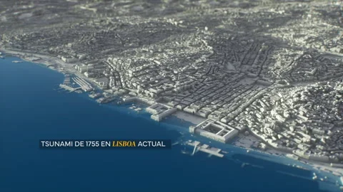 1755 Lisboa tsunami simulation Stock Footage 263163595