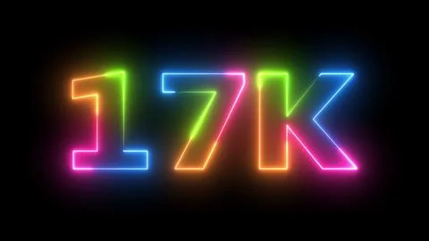 17K Neon Text Multicolored Glowing Outline Animation on Black Background Di.. Stock Illustration