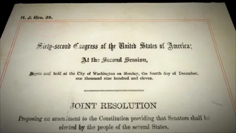 17th Amendment US Constitution Senators Historical Paper Document 2 Stock Footage 339341699