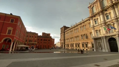 18-08-22, Modena, Italy- Piazza Roma with facade of italian military academy Stock Footage 205024558