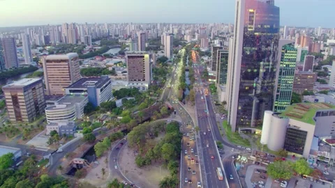 18 AERIAL IMAGE IN WIDE ANGLE AND WITH ZOOM OUT MOVEMENT OVER AVENIDA AGAMEN Stock Footage 151535046
