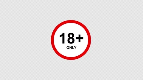 18+ age restriction warning icon on transparent background Video stock 320663516