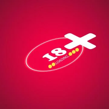 18 age warning stamp with progress loading bar with lighting Stock Illustration