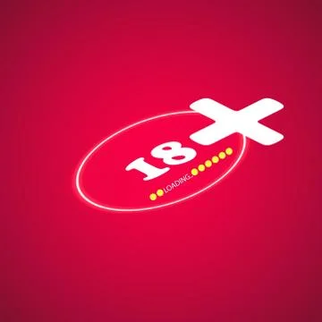18 age warning stamp with progress loading bar with lighting Stock Illustration