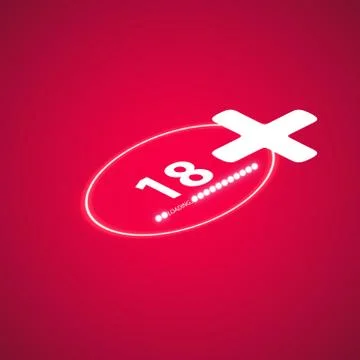 18 age warning stamp with progress loading bar with lighting Stock Illustration
