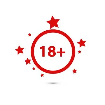 18 age warning stamp, Vector illustration. Flat design Stock Illustration