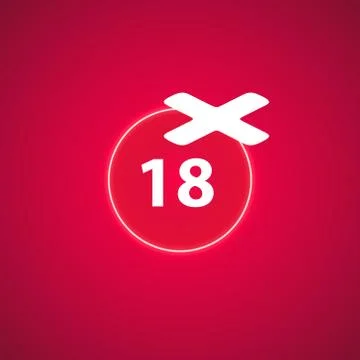 18 age warning stamp, Vector illustration. Flat design Stock Illustration