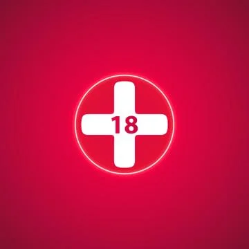 18 age warning stamp, Vector illustration. Flat design Stock Illustration