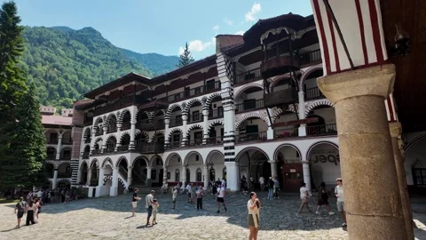 18 August 2026 Sofia, Bulgaria. Visitors at historic monastery Stock-Footage 344651465
