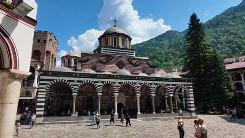 18 August 2026 Sofia, Bulgaria. Rila Monastery courtyard 스톡 동영상 344651469