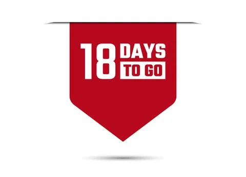 18 days to go red vector banner illustration isolated on white background Stock Illustration