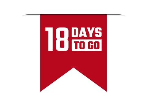 18 days to go red vector banner illustration isolated on white background Stock Illustration