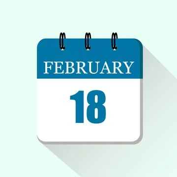18 February Vector flat daily calendar icon. Date and month. Ilustração Stock