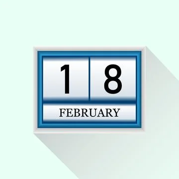 18 February Vector flat daily calendar icon. Date and month. Ilustração Stock