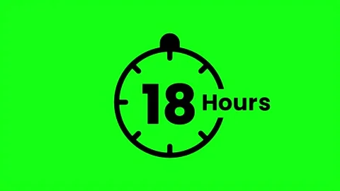 18 Hours green screen animation. Service opening hours, work time or delive.. Stock Footage 333139354