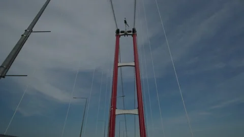 18 March Bridge wide-angle view, Canakkale bridge, fg01 Video stock 259319467