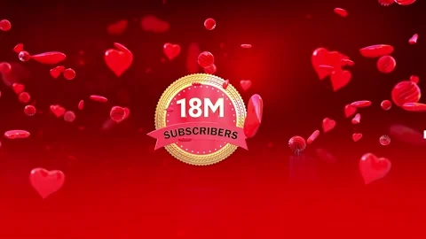 18 Million Subscribers celebration background with a golden badge Stock Footage 320245586