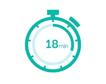 18 minutes timer icon, 18 min digital timer. Clock and watch, timer, countdow Stock Illustration