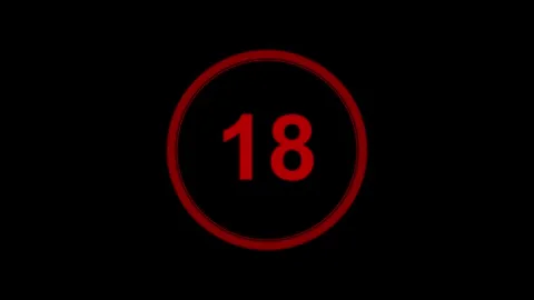 18+ Not Allowed Sign age restriction warning symbol with glowing red circle a Stock Footage 346527797