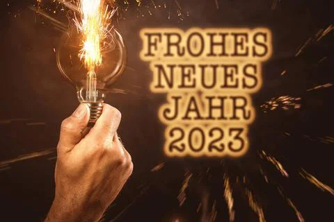  18 November 2022: Exploding light bulb with fireworks and the inscription... Stock Photos