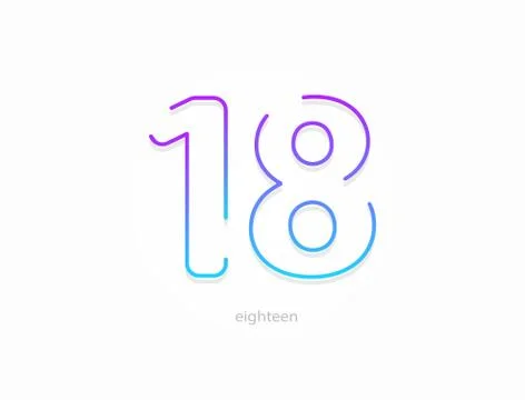18 number, modern gradient font alphabet. Trendy, dynamic creative style desi Stock Illustration