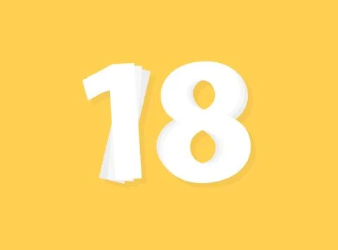 18 Number vector, modern layers design font. Eps10 illustration Stock Illustration