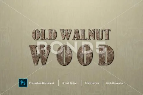 18 old walnut  wood text effect Design Photoshop Layer Style Modello PSD