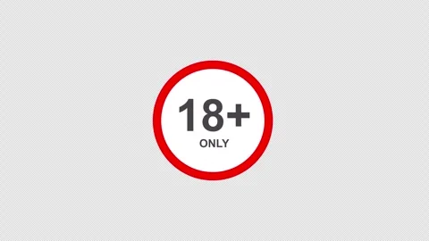 18+ Only Warning Badge with Red Circle and Flashing Text Stock Footage 320663524