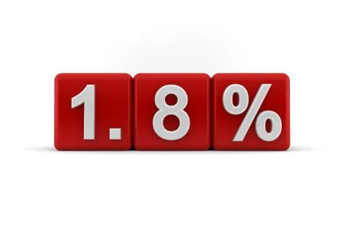 1.8 percent embossed on red cubes Stock Illustration