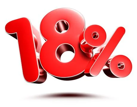18 percent red on white background illustration 3D rendering with clipping pa Stock Illustration