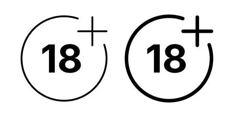 18 Plus icon in black and white. vector icon pack for websites Ilustração Stock