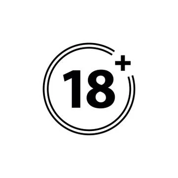 18 plus icon. black vector 18 plus sign Stock Illustration