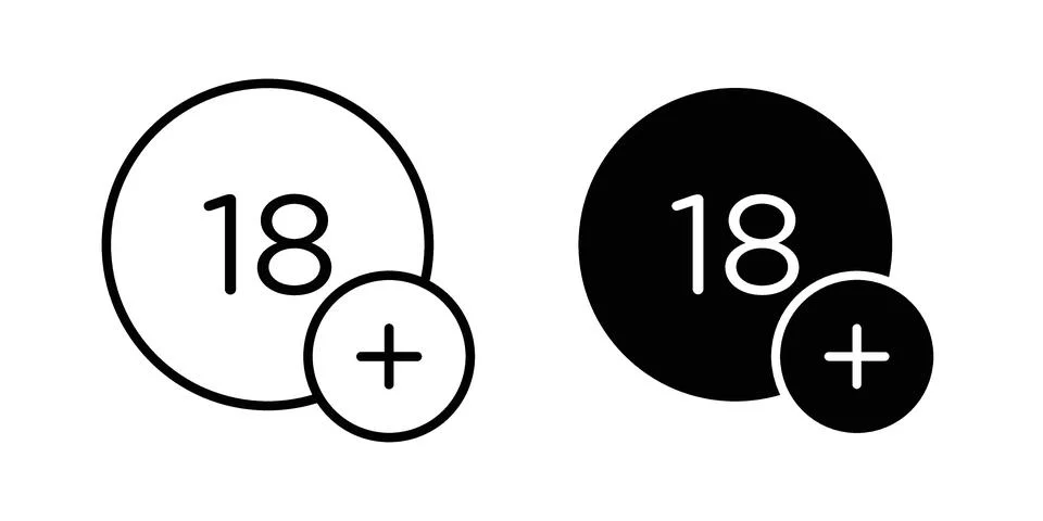 18 Plus icon concept logo design collection Ilustração Stock