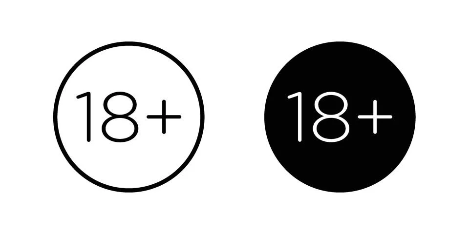18 Plus icon illustration vector, icon set for apps Ilustração Stock