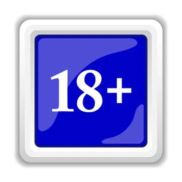 18 plus icon. Internet button on white background.. Stock-Illustration