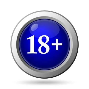18 plus icon. Internet button on white background.. Illustrazione stock