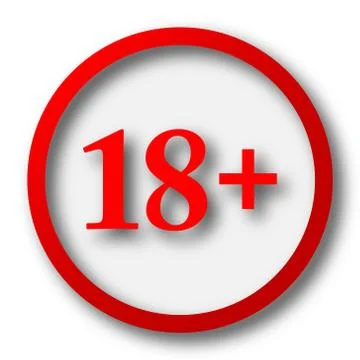 18 plus icon. Internet button on white  background.. Illustrazione stock