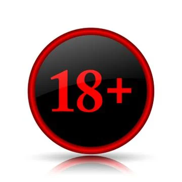 18 plus icon. Internet button on white background.. Illustrazione stock