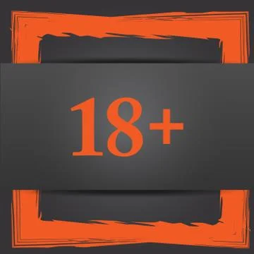 18 plus icon. Internet button on grey background.. Illustrazione stock
