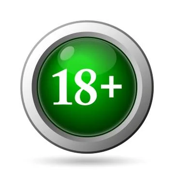 18 plus icon. Internet button on white background. Illustrazione stock