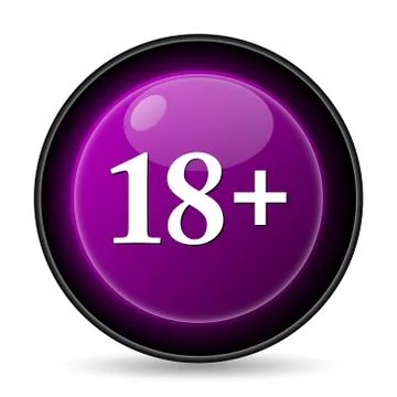 18 plus icon. Internet button on white background.. Illustrazione stock