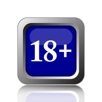 18 plus icon. Internet button on white background.. Illustrazione stock