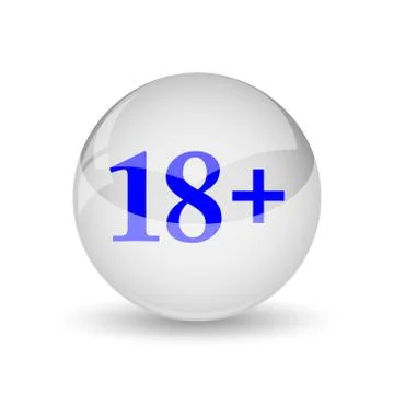 18 plus icon. Internet button on white background.. Illustrazione stock