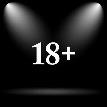 18 plus icon. Internet button on black background.. Stock Illustration
