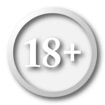 18 plus icon. Internet button on white background.. Illustrazione stock