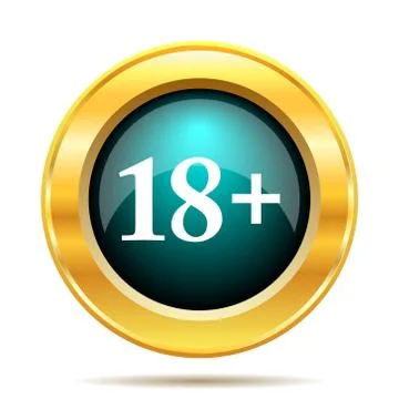 18 plus icon. Internet button on white background.. Illustrazione stock