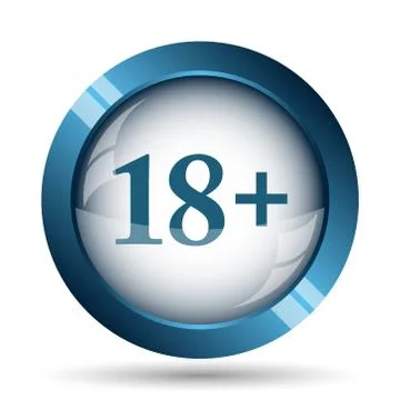 18 plus icon. Internet button on white background.. Illustrazione stock