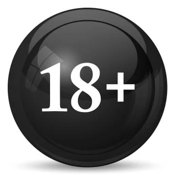 18 plus icon. Internet button on white background.. Illustrazione stock