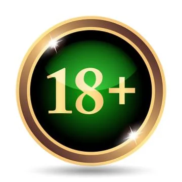 18 plus icon. Internet button on white background.. Illustrazione stock
